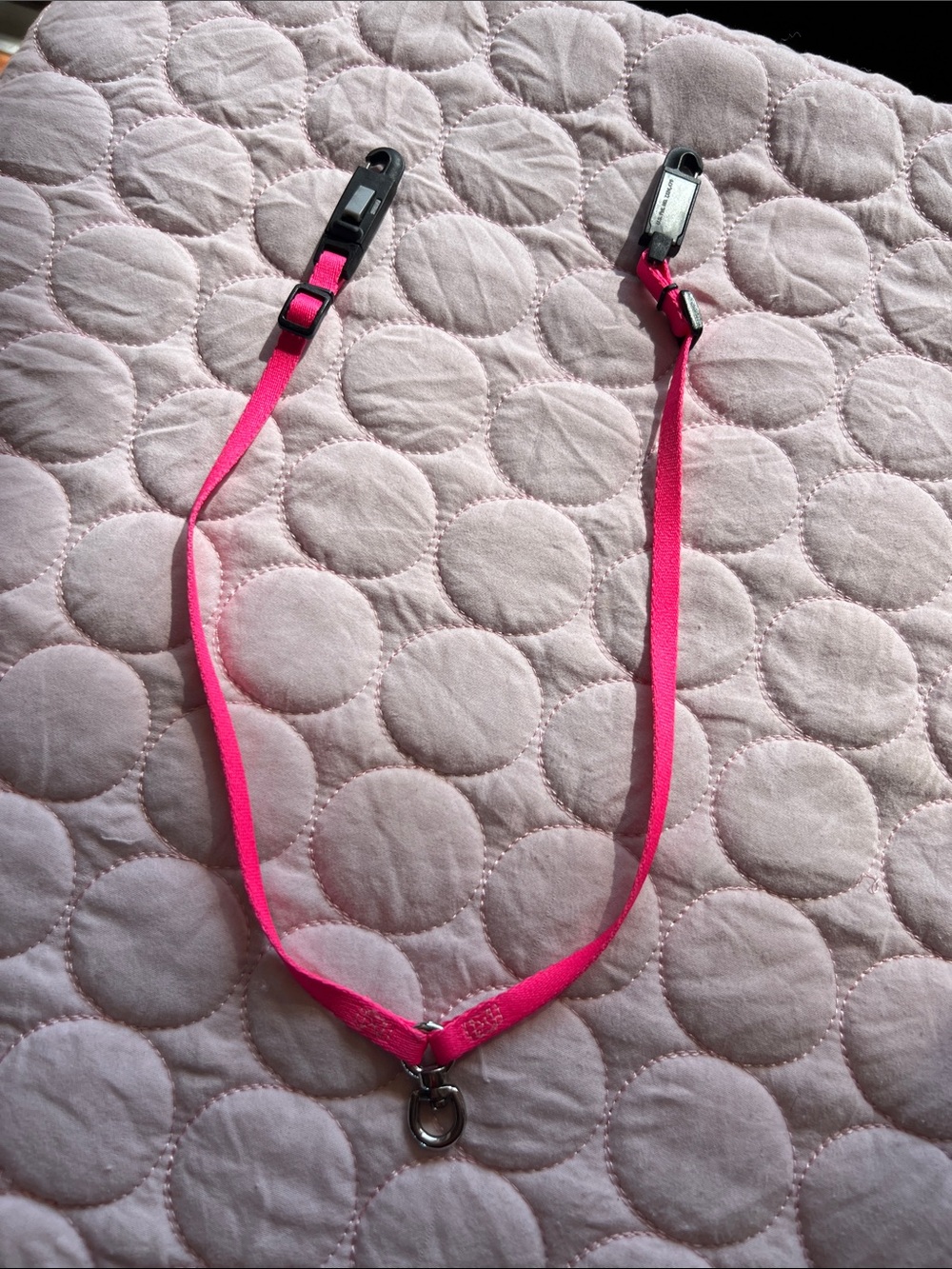 Hot Pink Adjustable double leash attachment with Metal Ring for leash